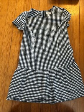 J crew Blue Gingham Drop-Waist Dress